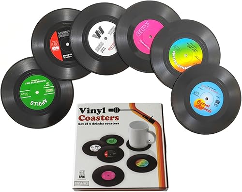 Divertidos posavasos retro para discos de vinilo para bebidas, música creativa, para amantes de la música, decoración del hogar, inauguración de la