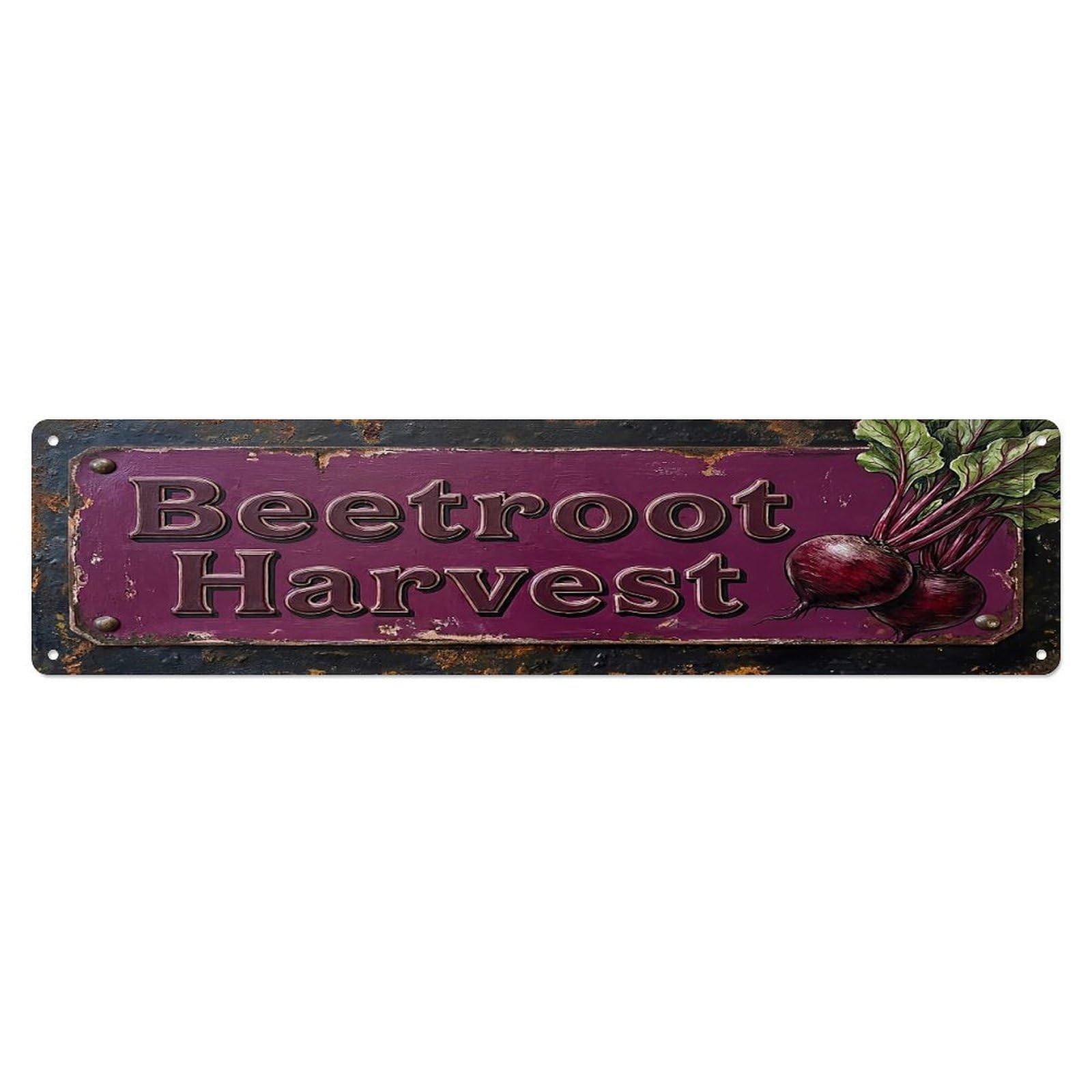 Vintage Beetroot Harvest Earthy Farmhouse Metal Tin Sign
