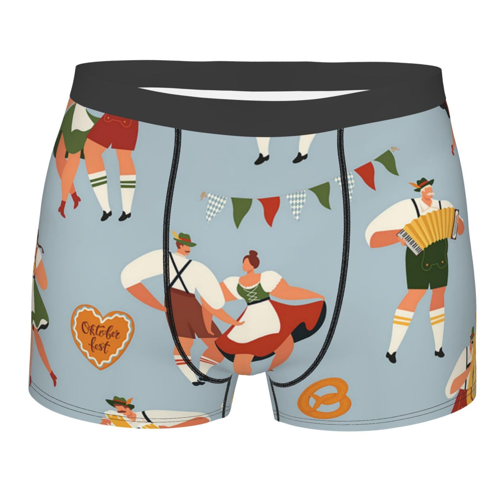 ZORIN Boxer Briefs For Men Underwear Funny Characters In Bavarian Stretch Shorts Underpants Black