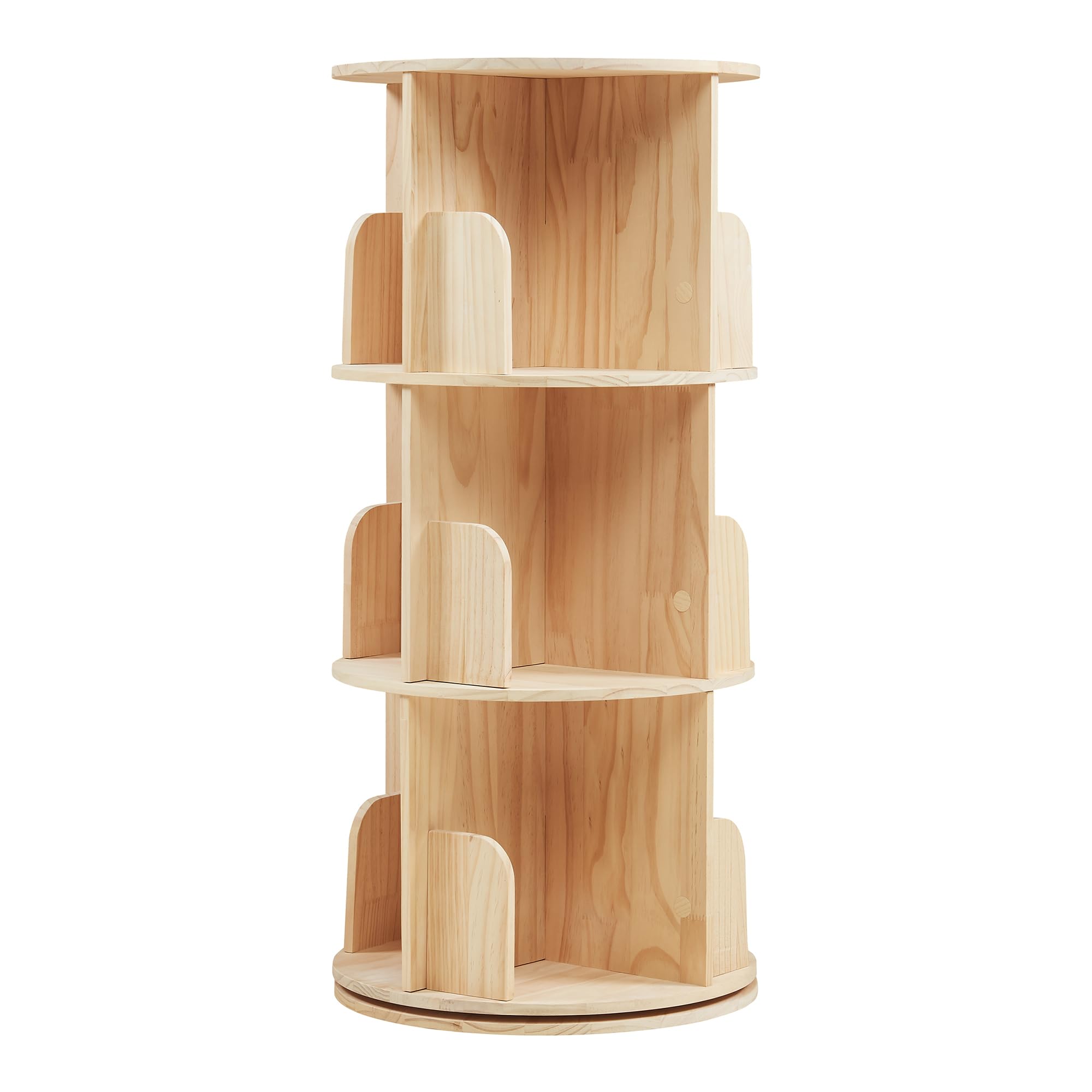 [en.casa] Libreria Girevole per Cameretta a 3 Livelli con Scomparti Aperti Scaffale Rotante per Bambini Mobiletto Espositore Porta Libri in Legno di Pino 95 x Ø44 cm