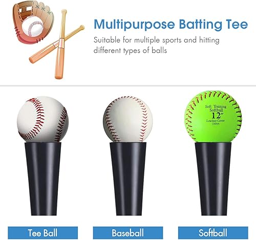 Miniatura 4 de Goplus Camisetas de béisbol para batear, camiseta de bateo ajustable, resistente, para softbol, viajes, portátil, con soporte de trípode, para