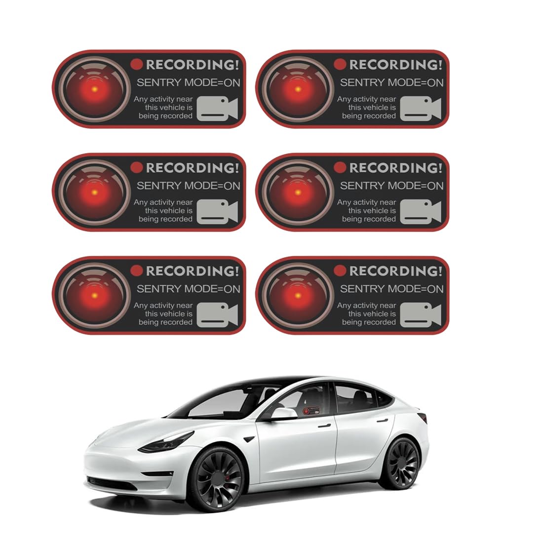 Lote De 6 Pegatinas De Advertencia Para Cámara De Salpicadero De Pvc, Adhesivo De Grabación Para Cámara De Vídeo Exterior De Coche, Aplicable Al Tesla Model 3 Xsy (B)