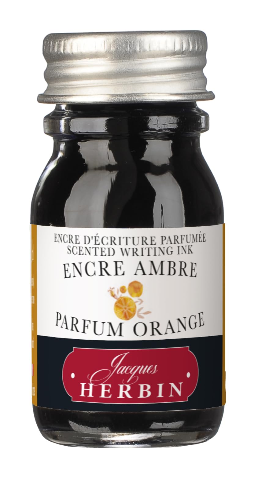 Jacques Herbin 13756ST - Flacon d'encre parfumée ''Les subtiles'' for fountain pens and rollerball pens 10 ml, Amber ink and Orange fragrance. Made in France