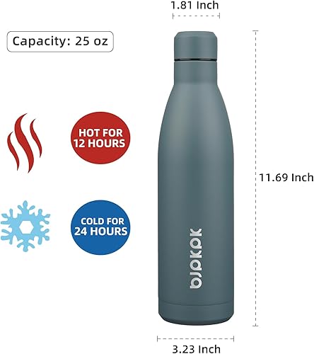Miniatura 2 de BJPKPK Botella de agua aislada de 25 onzas, doble pared aislada al vacío, botellas de agua de acero inoxidable para puntos que mantienen el frío y