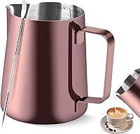 Vista 10 de Jarra para Espumar Leche, 20OZ/600ML Jarra de Vapor de Acero Inoxidable para Espresso, Taza Espumadora de Leche para Café con Bolígrafo de Arte