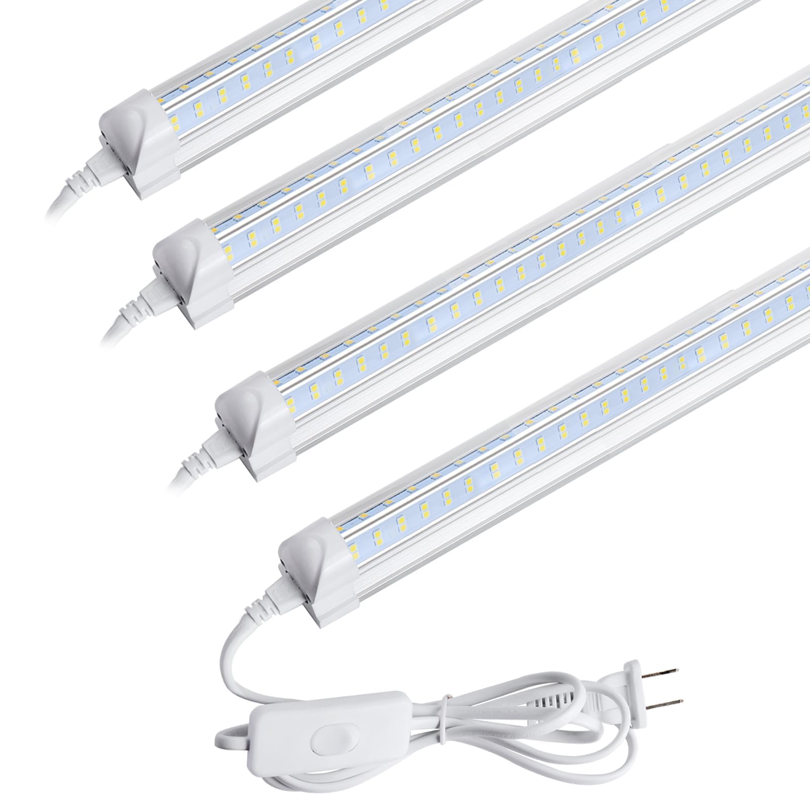 AQIQUUT Led Shop Light, Led Garage Light,2FT 25W 6500K Daylight 3200LM Linkable Clear Cover Integrated V-Shape for Shop Under Cabinet Office General Lighting,Cool White(4-Pack)