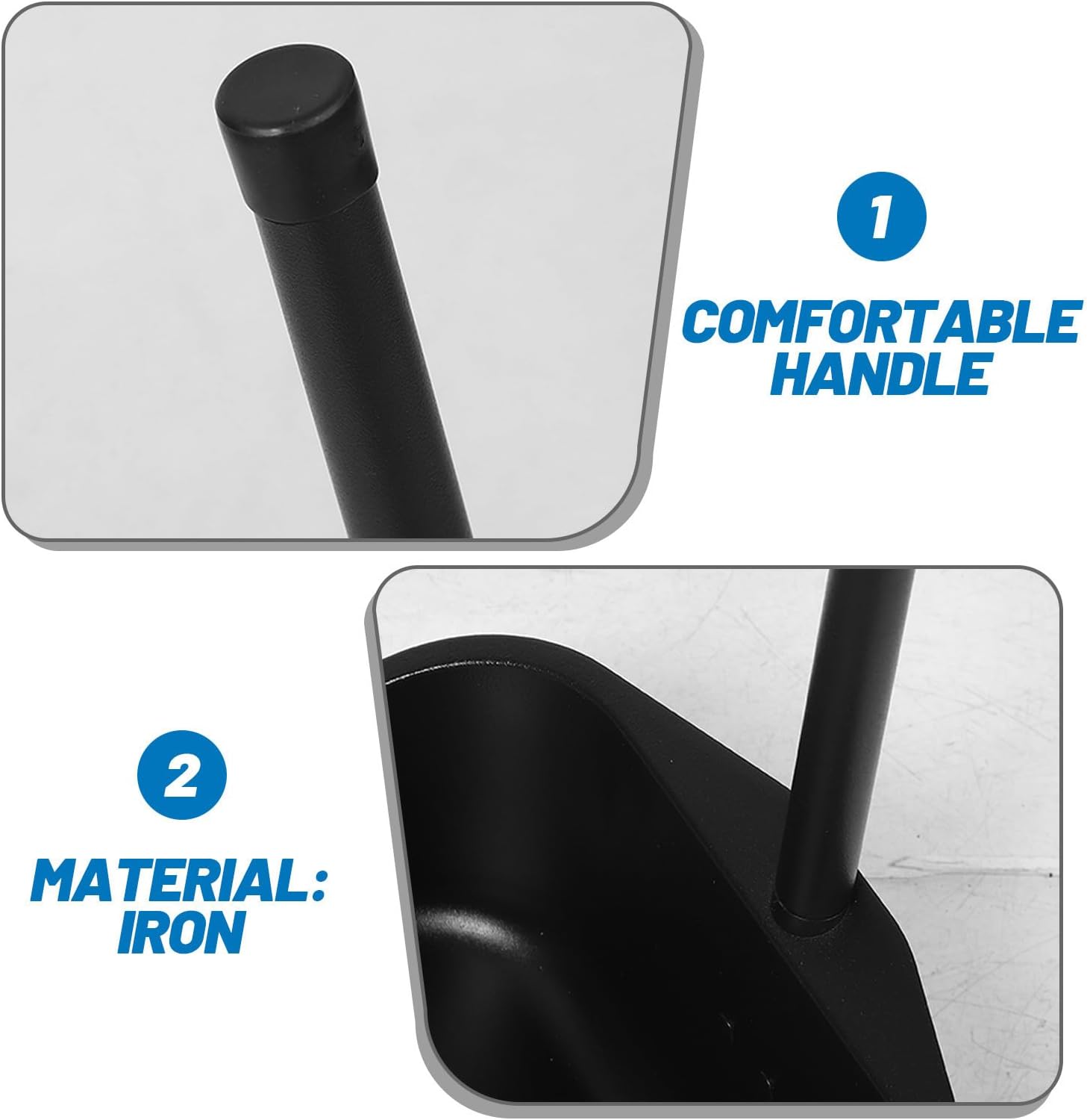 GANAZONO Heavy Duty Iron Dustpan with Long Handle and Ergonomic Grip, Wide Mouth Stand up Dustpan for Debris and Garbage Collection, for Daily Cleaning in Living Room and Home