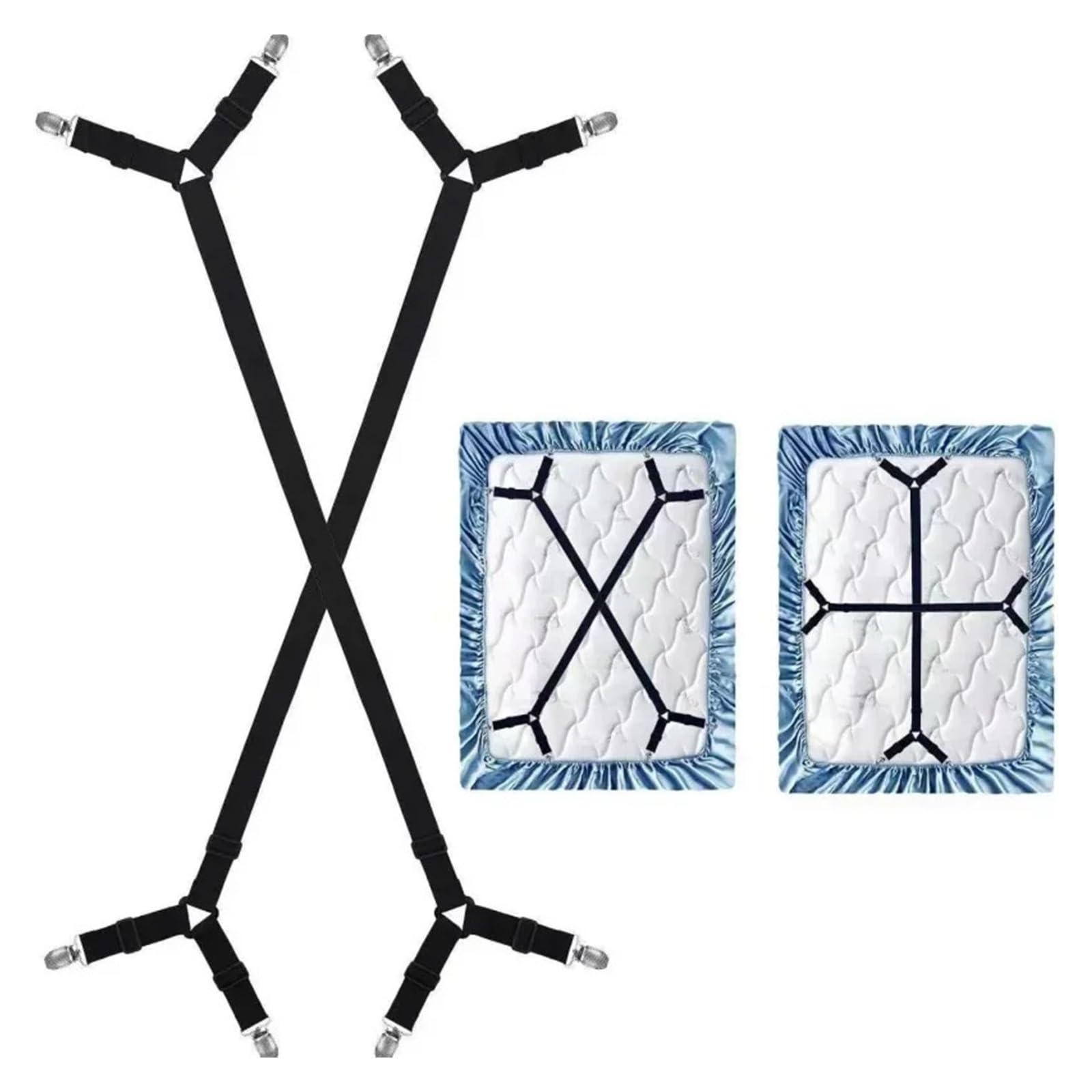 PFMSAAF bed sheet clips 4Pcs Triangle Bed Sheet Holders Adjustable Elastic Fixed Holder Fixing Non-Slip Strap For Home Straps Clips for bed(2pcs Black)