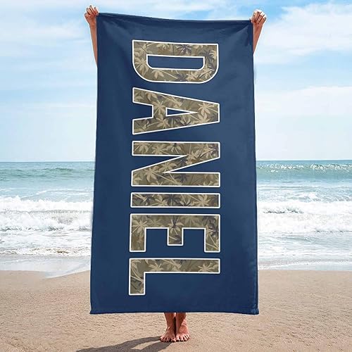 Miniatura 8 de YESCUSTOM Toallas de playa tropicales con nombre personalizado, toalla de baño personalizada para adultos, niños y niñas, microfibra absorbente de