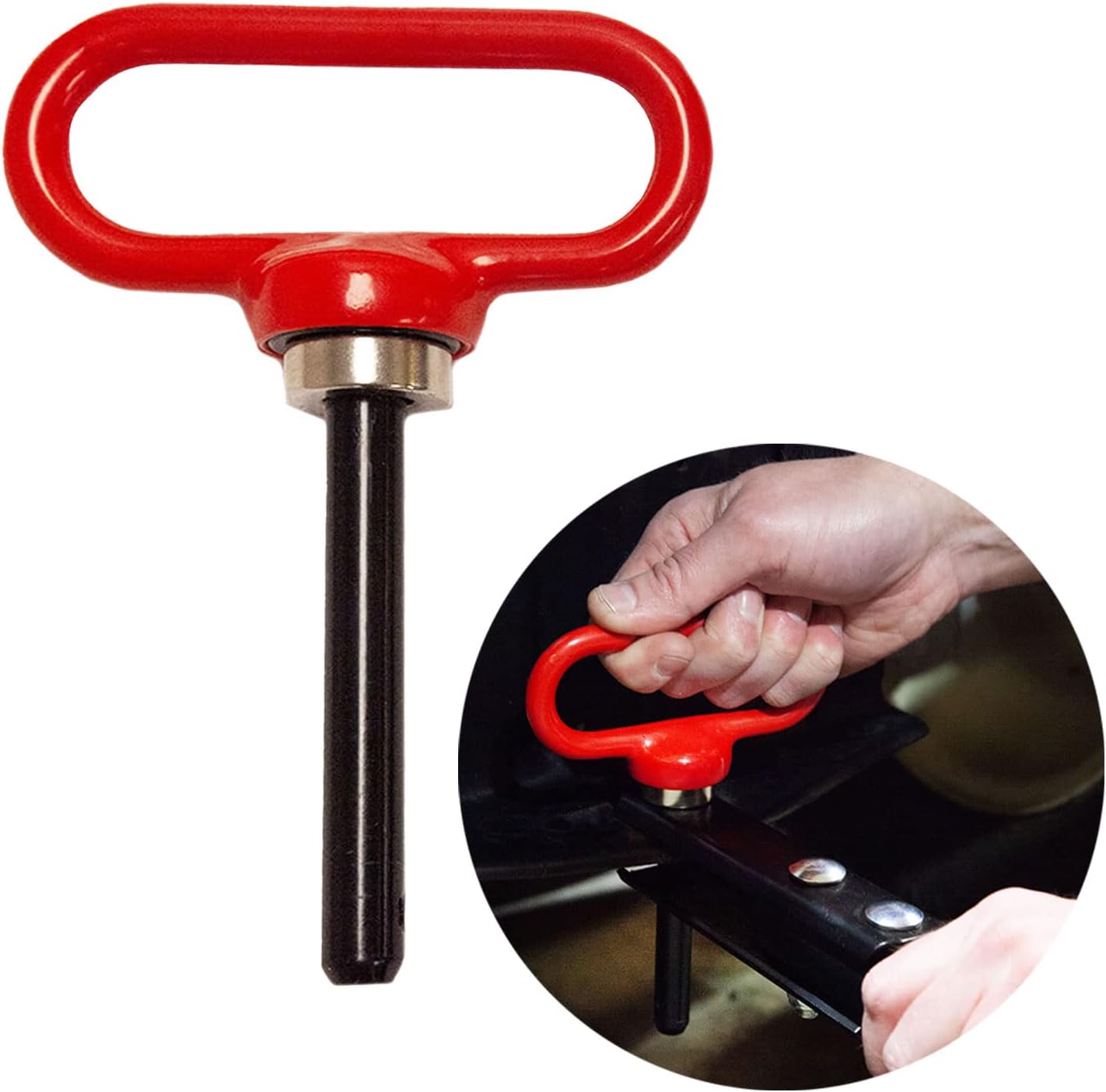 BrinlyExtra-Strong Quick Connect Magnetic Hitch Pin for Tow-Behind Tractor and Riding Lawnmower Attachments and Lawn Trailers with 1/2" Diameter - Lifetime Limited Warranty