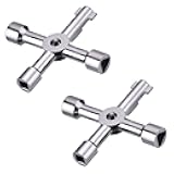 Shappy 2 Pack Electric Cabinet Panel Keys Gas Meter Water Utility 4 way Keys for Multi Application (Silver)