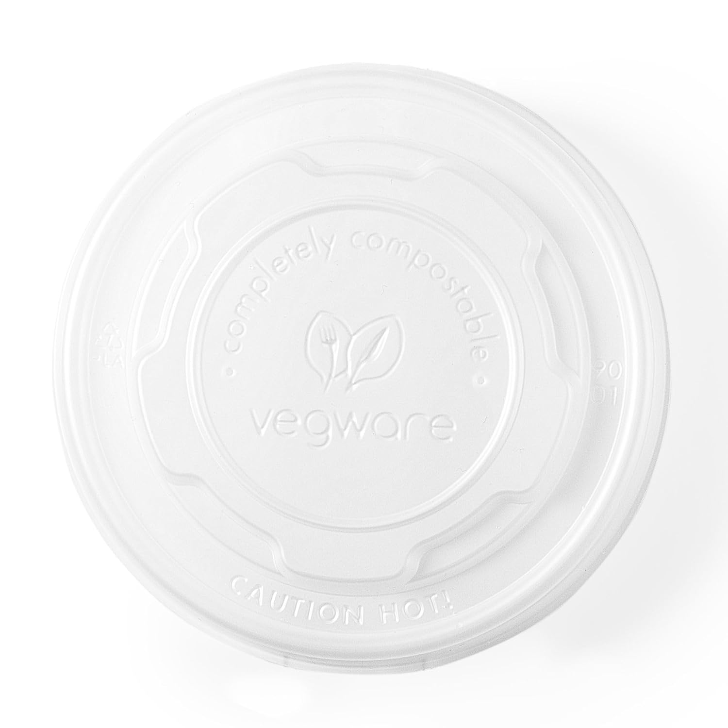 Vegware 90-Series Compostable Food Bowl Lids, Case of 1000, Hot Food Flat Top Fits all 90-Series Containers, Plant Based CPLA Plastic, Disposable
