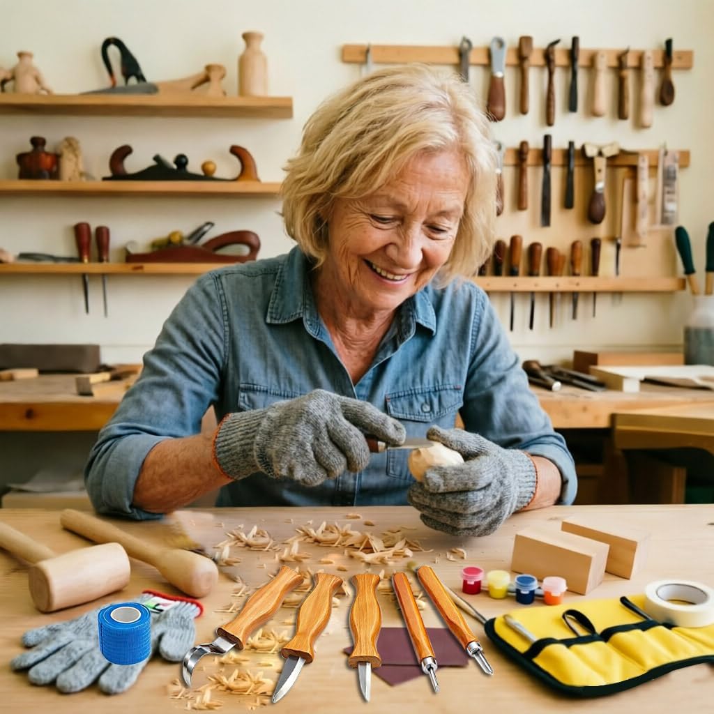 Wood Carving Kit,Multifunctional Wood Carving Whittling Kit, Safety Carving Knives with Basswood Blocks, Tools, Protective Gear, Paint, DIY Craft Hobby Gift for Kids Teens Adults Beginners