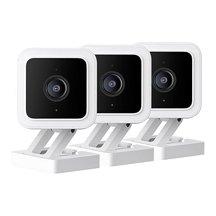 Wyze Cam v3 with Color Night Vision, Wired 1080p HD Indoor/Outdoor Security Camera, 2-Way Audio, Compatible with Alexa, Google Assistant, and IFTTT, 3-Pack