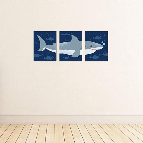 Miniatura 3 de Big Dot of Happiness Shark Zone - Arte de pared para guardería, decoración de habitación de niños y decoración del hogar de tiburón jawsome - Ideas