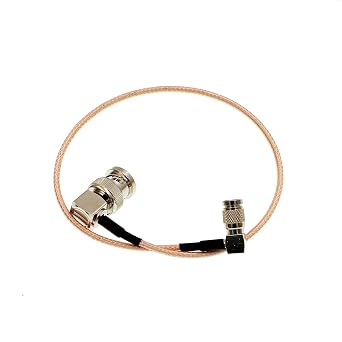 Uonecn RG179 DIN 1.0/2.3 Mini BNC Male to BNC Male Right Angle, 75ohm HD SDI Coaxial Video Cable for Blackmagic, 1FT/30CM