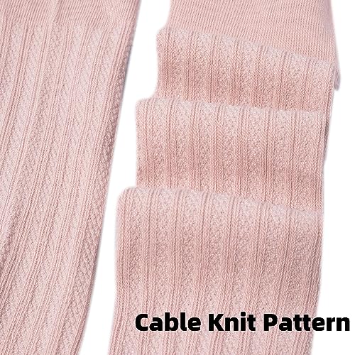 Looching Baby Girls Cable Knit Legging Flared Solid Warm Footless Knitted Tight Stocking Pant Toddler Kids,5 Pack3