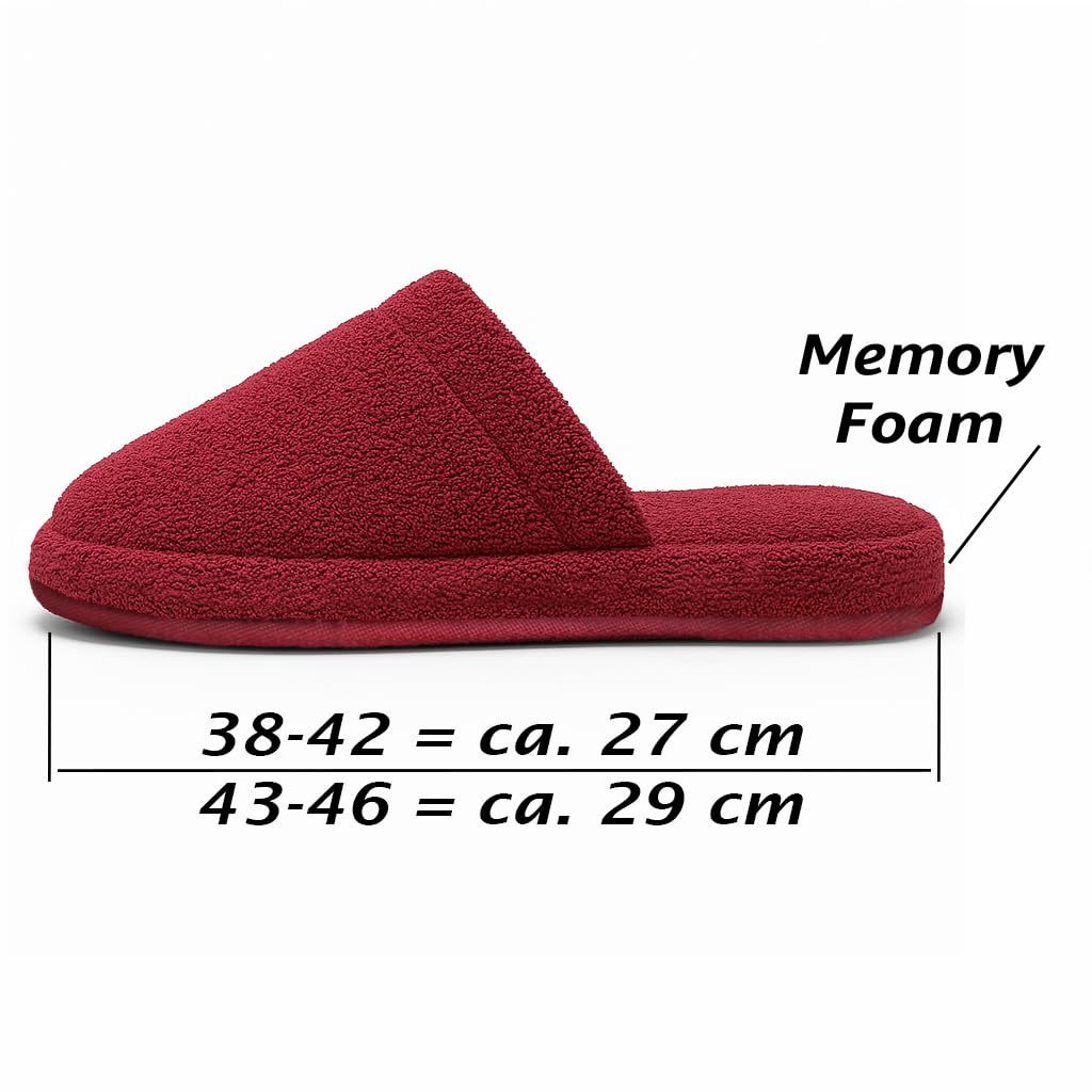 Pantoufles de bain en éponge – Chaussons invités en coton avec mousse à mémoire, antidérapants, lavables – Pour hôtel, spa, sauna – Taille 38–42/43–46