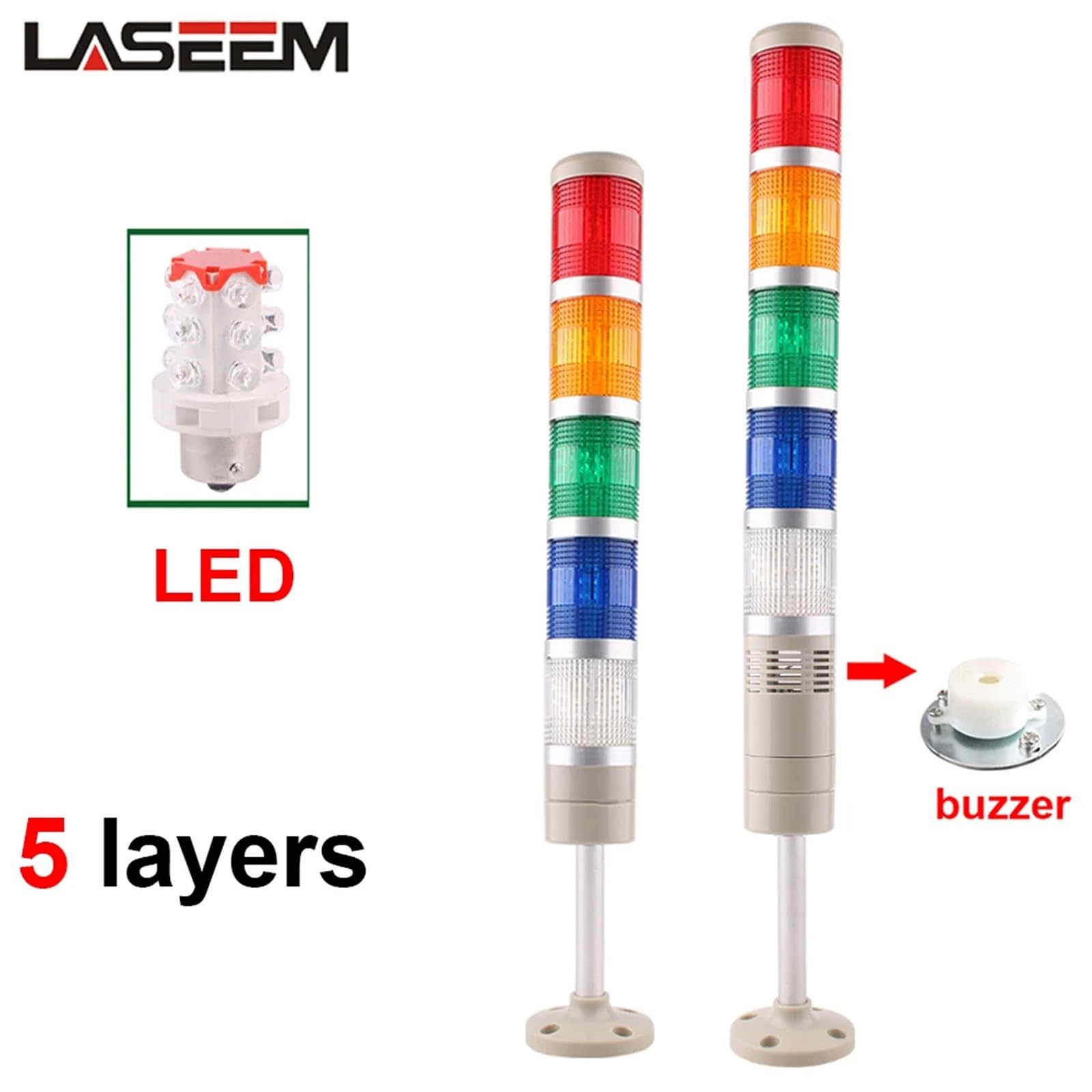LGP-205/505 5 warstw 12 V 24 V 110 V 220 V przemysłowa wieża sygnał stabilny sygnał ostrzegawczy lampa błyskowa LED (światło stałe 110 V)