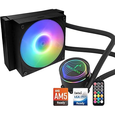 Dracaena.io 120mm AIO CPUクーラー - シングル静音PWMファン、ARGBコントローラーとアルミラジエーター搭載、小型フォームファクター …