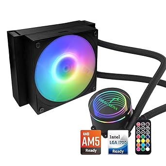 Dracaena.io 120mm AIO CPU Cooler - ARGB Remote Control, Quiet PWM ARGB Fan, Hydraulic Bearing Pump & Aluminum Radiator - for Intel LGA1700/1200/115X/2011/2066 & AMD AM5/AM4/AM3/FM2 Ryzen, Black