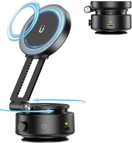 Soporte de teléfono eléctrico con succión al vacío, soporte magnético para teléfono de rotación de 360 para automóvil, plegable, fuerte succión