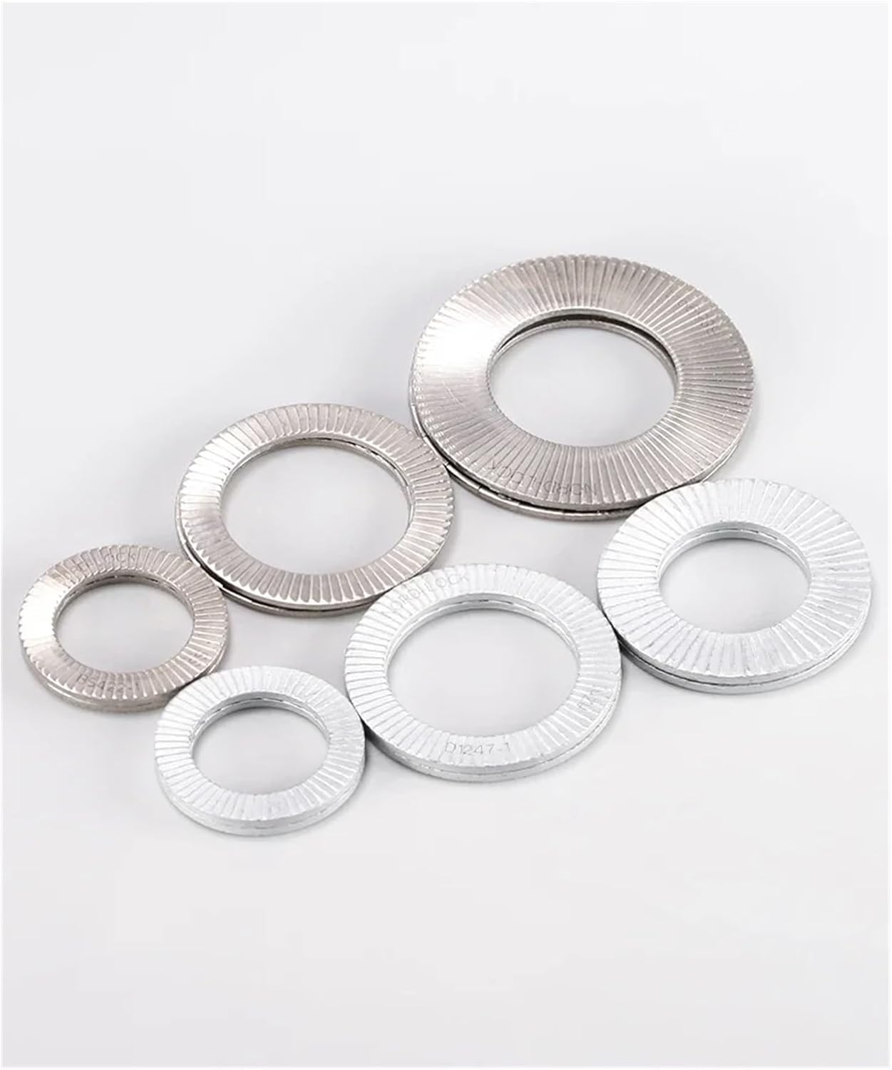 Washer Stainless Steel Dacromet M3M4M5M6~M42 DIN25201 Double Fold Self-Lock Washer Anti-Loosening Shockproof Lock Gasket Spacer(304 Stainless Steel,M42-1pcs)