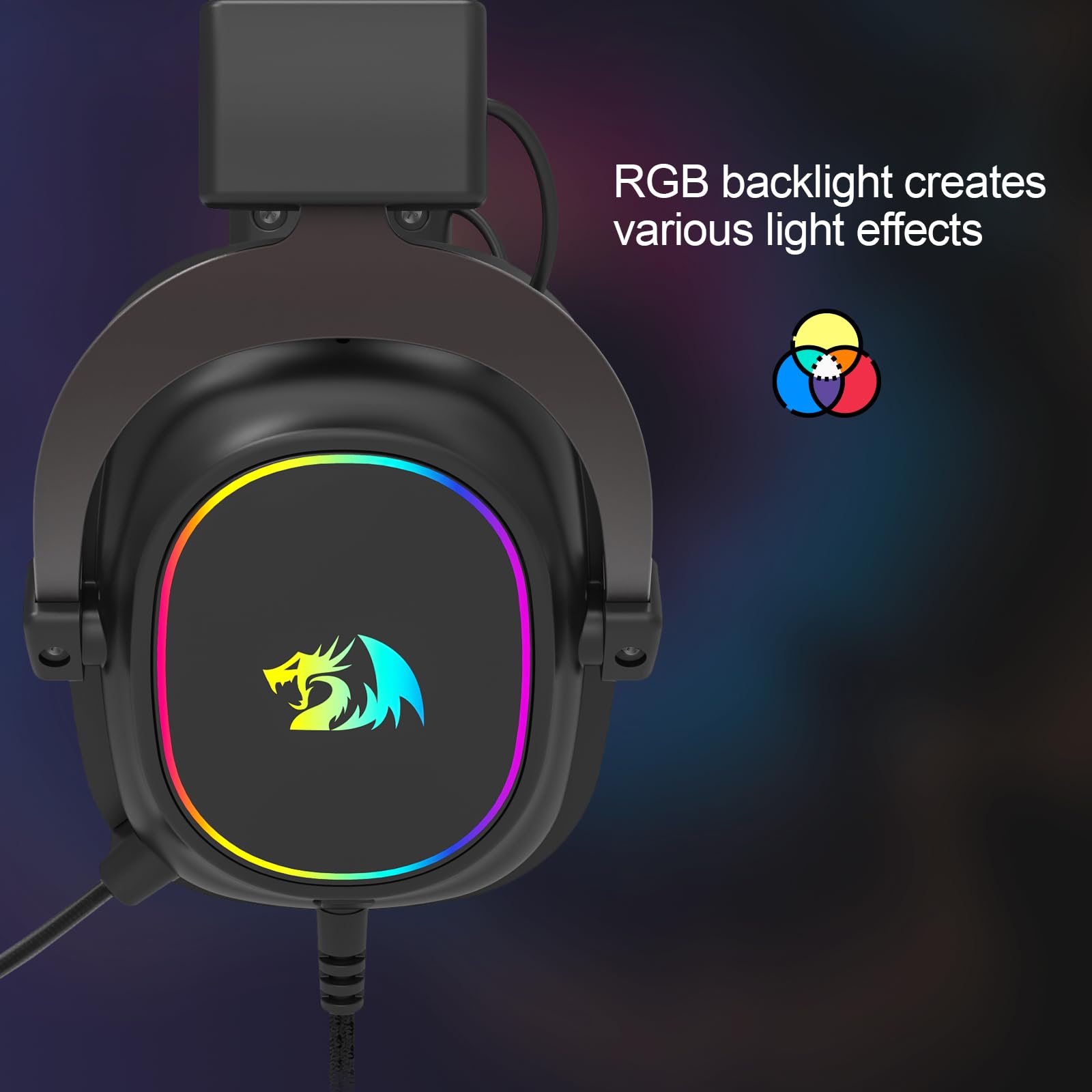 Redragon H510 AK RGB Gaming-Headset mit Kabel - 7.1 Surround Sound 53mm Audio-Treiber Memory Foam-Ohrpolstern austauschbarem Gehäuse Multi-Plattform Kopfhörer USB-betrieben für PC/PS4/NS