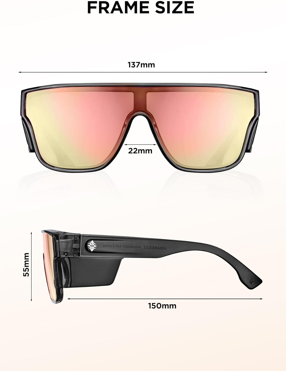 Z87 Fashion Sunglasses for Men,Polarized Safety Glasses UV400 Driving Fishing Cycling Beach Sunbathing Construction,Pink