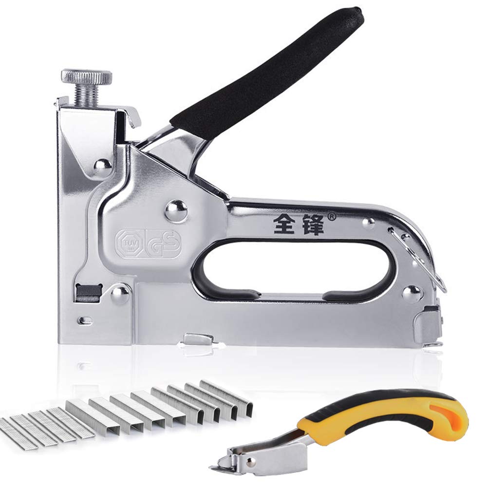 3 in 1 Heavy Duty Manual Staple Gun with 1000 Staples and Remover,Framing Nailers for Upholstery, Material Repair, Carpentry, Decoration, Furniture, Crafts, DIY