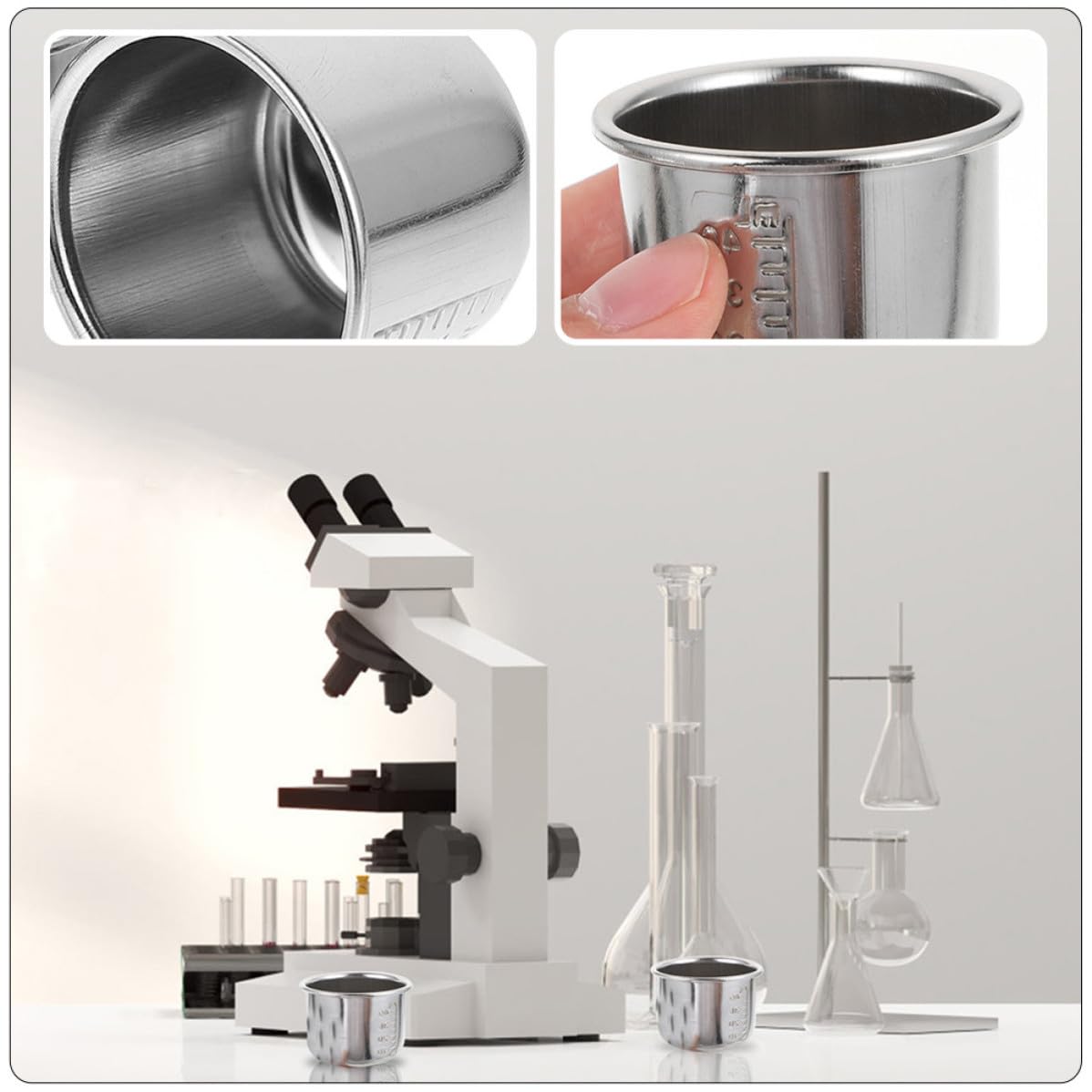 Healifty 2pcs Stainless Steel Medicine Measuring Cups with Scale, Heatproof and Not Easy to Break, 40ml Capacity, for Hospital and Home Use