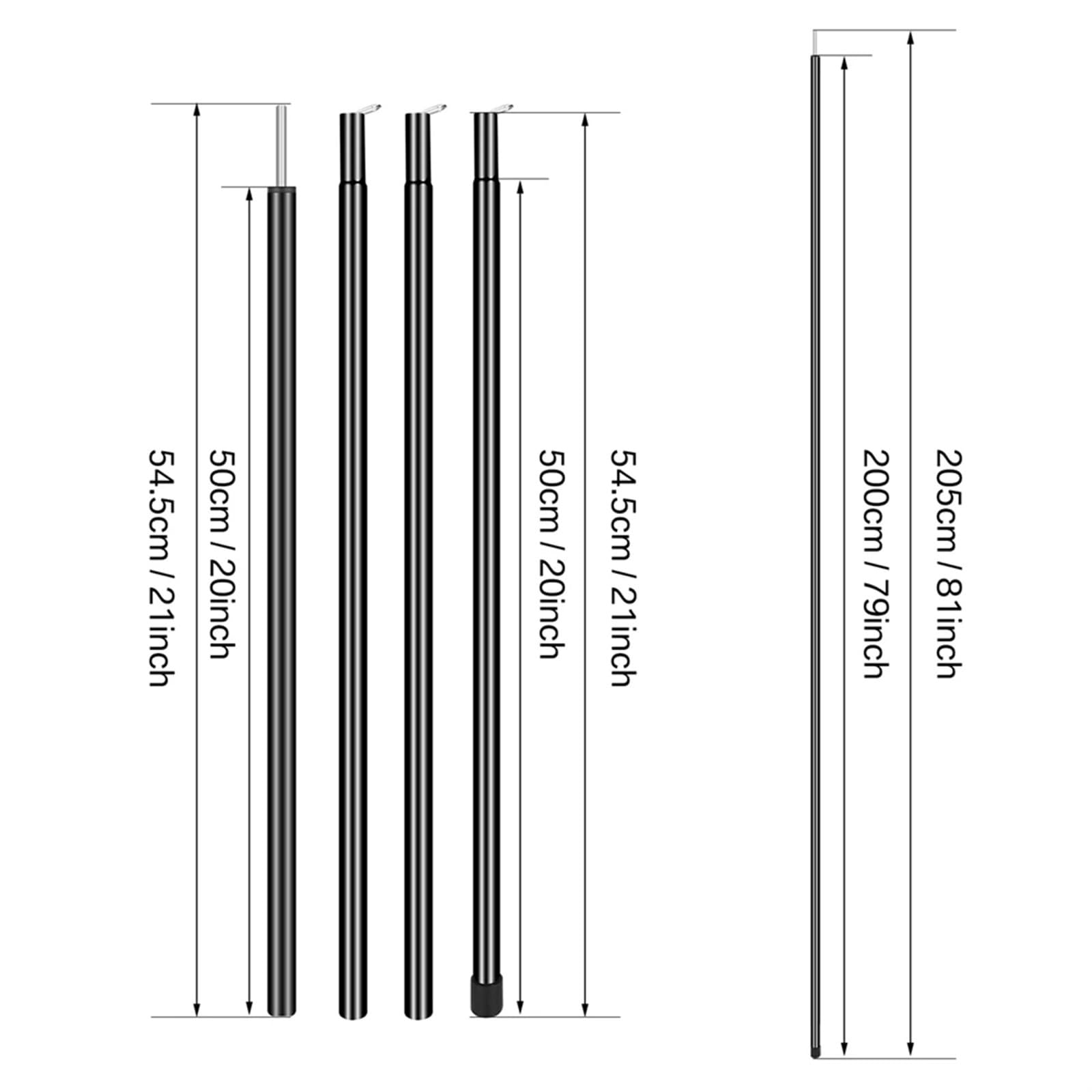 Vordachstangen-Set 2 Teile/Satz Aluminiumlegierung Stange Zeltstange Ersatz Zubehör Verstellbare Stangen Sonnensegel Baldachin Zubehör Zelt Stützstangen ZeltgestäNge