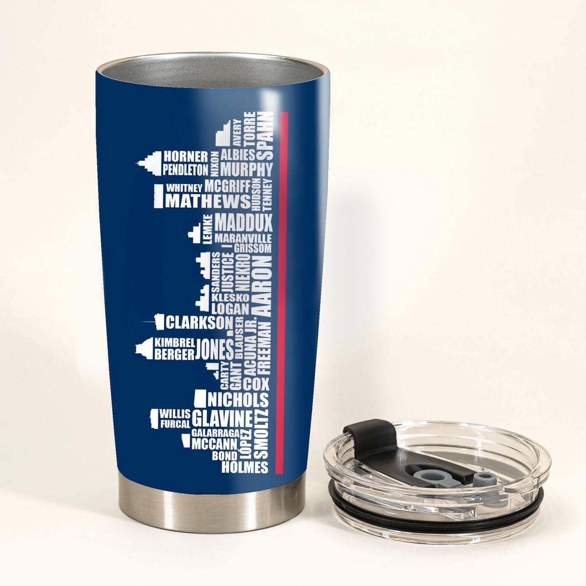 Schian Atlanta City Skyline Legends Baseball Tumbler - Coffee Mug Insulated Tumbler With Lid - Mother's Day, Father's Day, Birthday, Christmas Gifts For Fans - 20 Oz| Stainless Steel