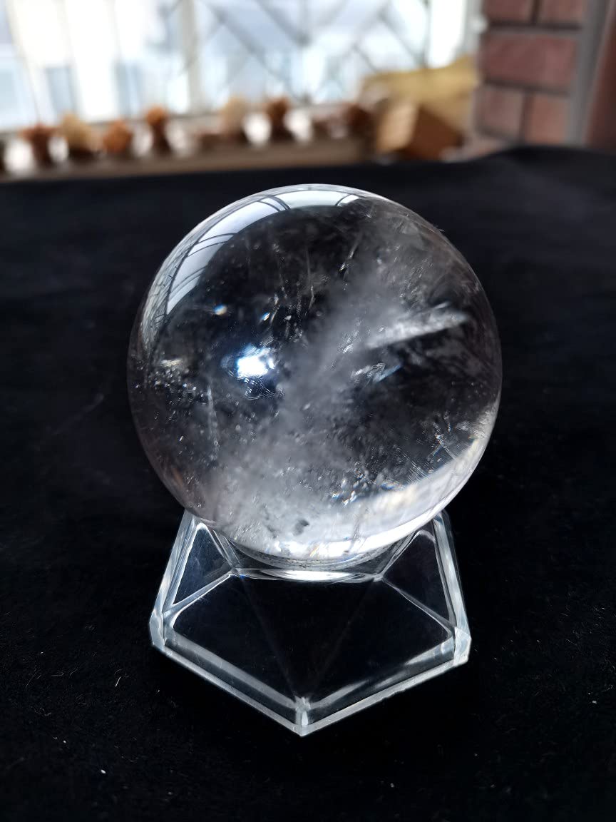 Healing Crystal Ball Natural Sphere Clear Quartz Polished Sphere Chakra Reiki Meditation, Scrying Collection Decor Gift （Diameter 1.8”/45mm） 1pc
