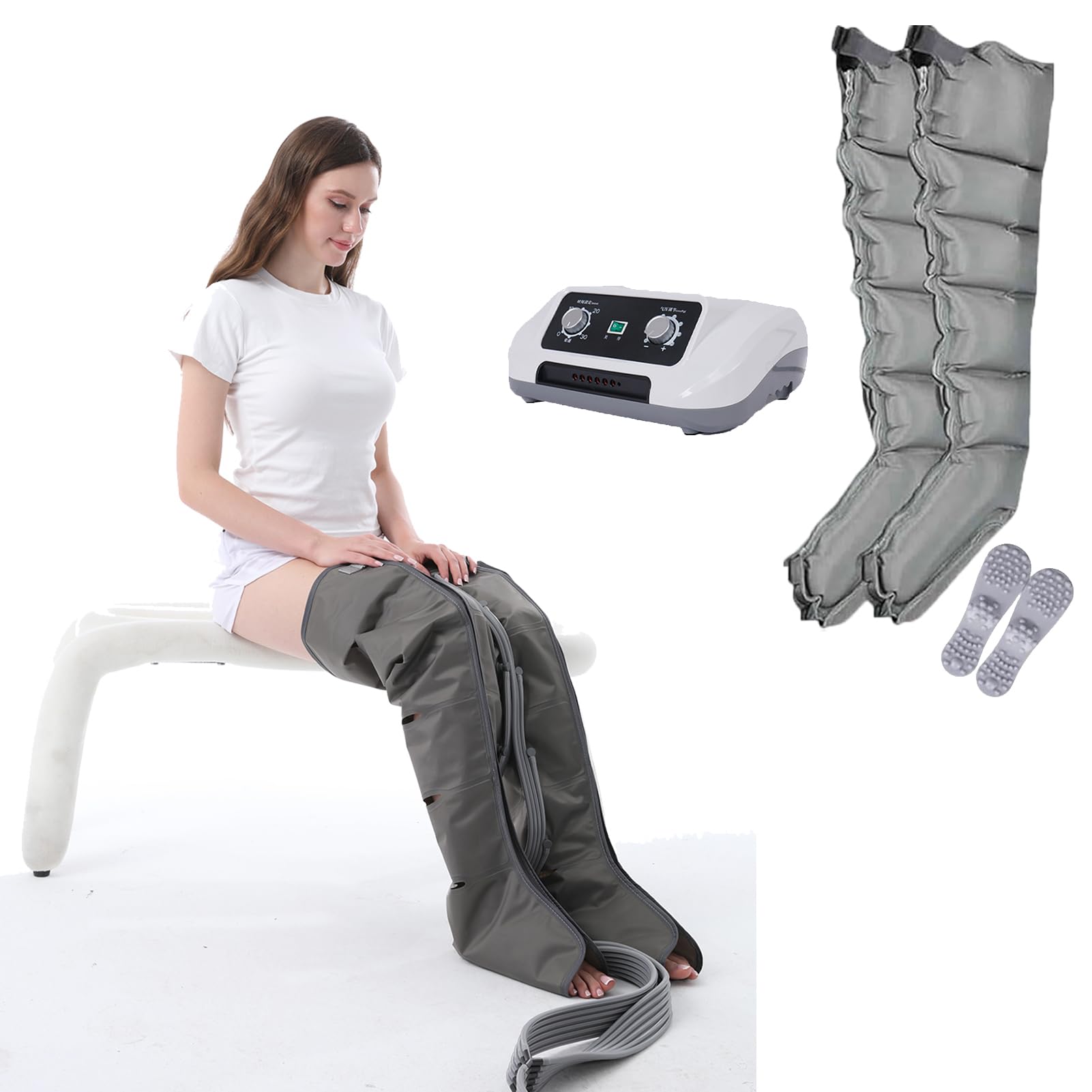 Presso Terapia Gambe Linfodrenante, Macchinario Pressoterapia Professionale 6 Camere per Casa, Massaggiatore Elettrico a Compressione d’Aria, Anticellulite e Drenante Linfatico