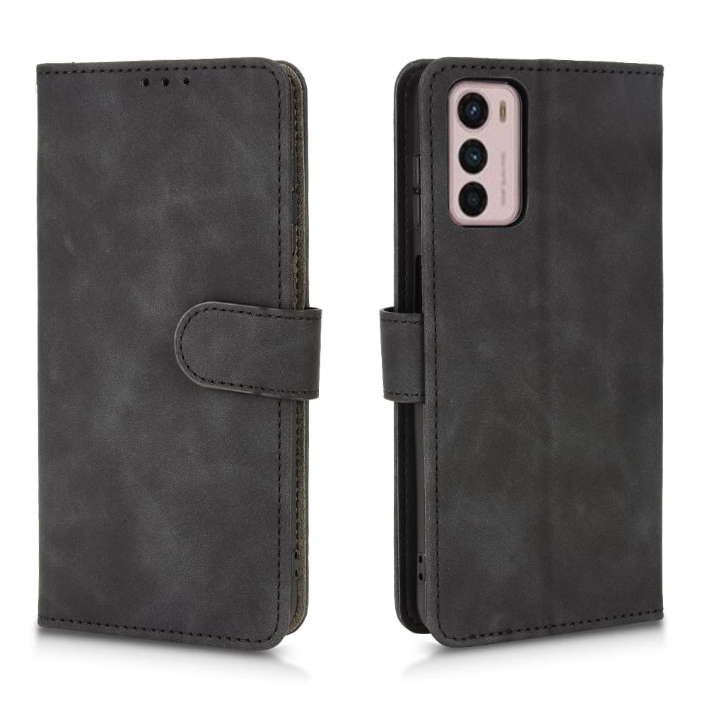 Leather Folio Cover Per Motorola Moto G42, Custodia Magnetica In PU Con Portafoglio E Supporto, Blu