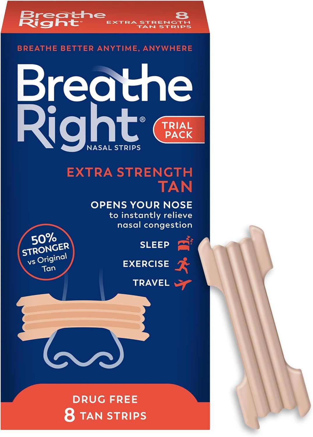 Breathe Right Nasal Strips, Extra Strength, Nasal Congestion, Tan, 44ct — Amazon image 12
