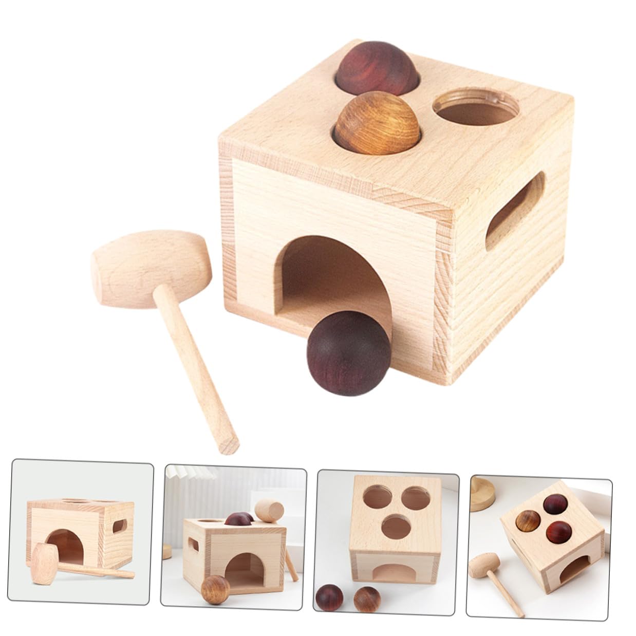Giocattolo Educativo in Legno Scatola Palline da Battere per Bambini, Migliora Coordinazione Mano-Occhio, Set per Gioco Interattivo e Apprendimento