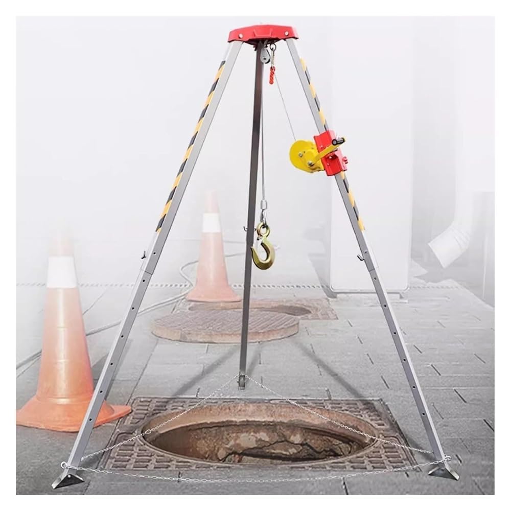 Adjustable Aluminum Tripod Kit for Emergency Rescue - 1800lbs Capacity Ideal for Confined Space Access in Sewers Underground