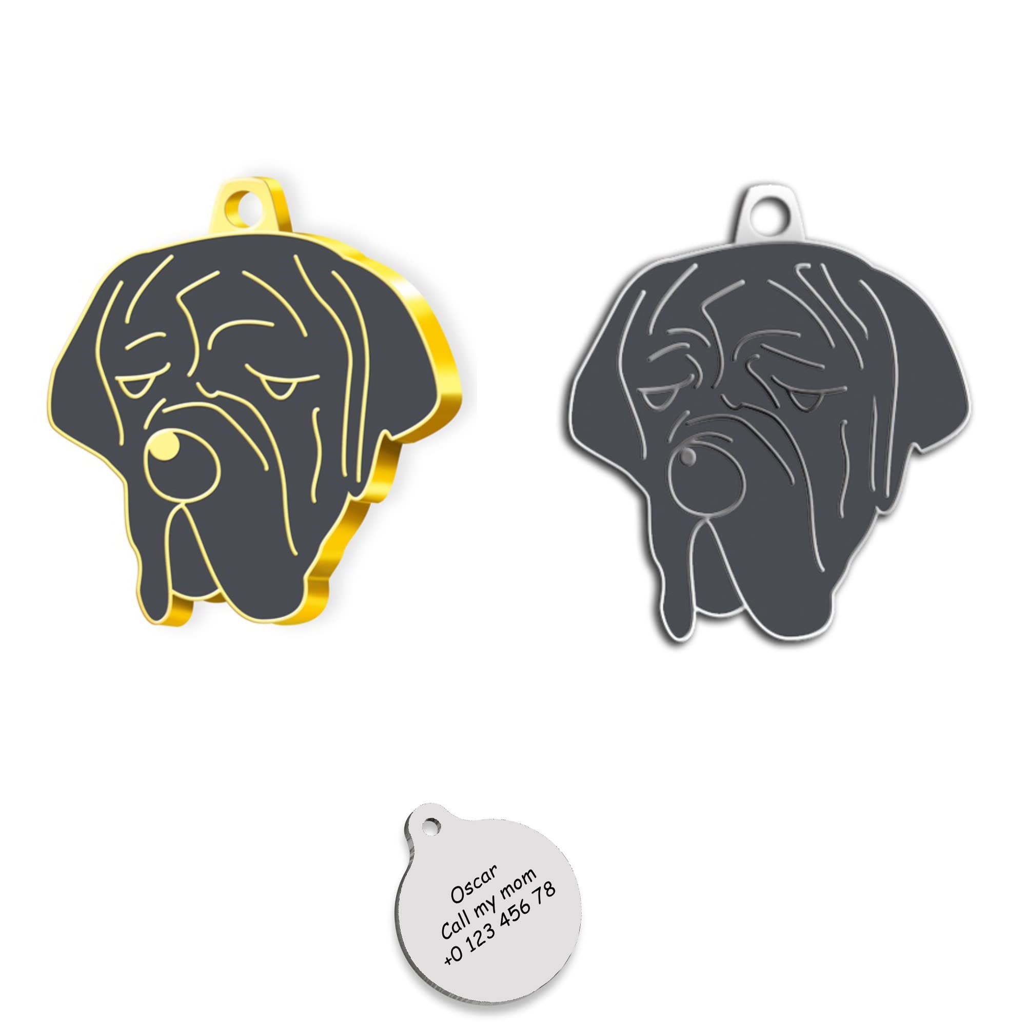 Neapolitan Mastiff 24K Gold Plated - Silver Plated Dog Personalized Dog Tag - Neapolitan Mastiff Name Tag - Customized Pet Tags - Dog Name id Tag for Dog- Engraved Dog Tag (Gold Plated)