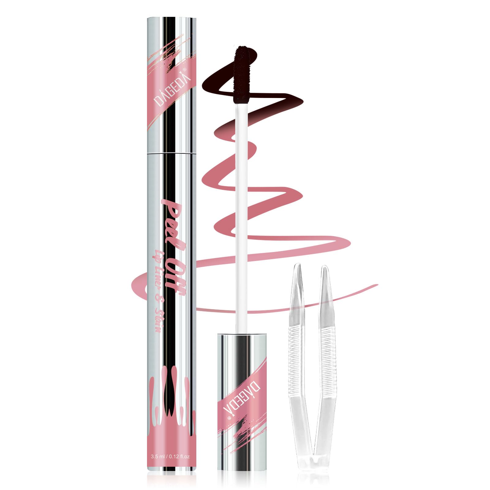 Prreal Peel Off Lip Liner Stain, Lip Stain Peel Off Tattoo Lip Liner with Tweezer, Transfer Proof, Waterproof, Long Lasting Lip Gross, Highly Pigmented Matte Finish Lip Tint Stain Lipstick(04 Romance)