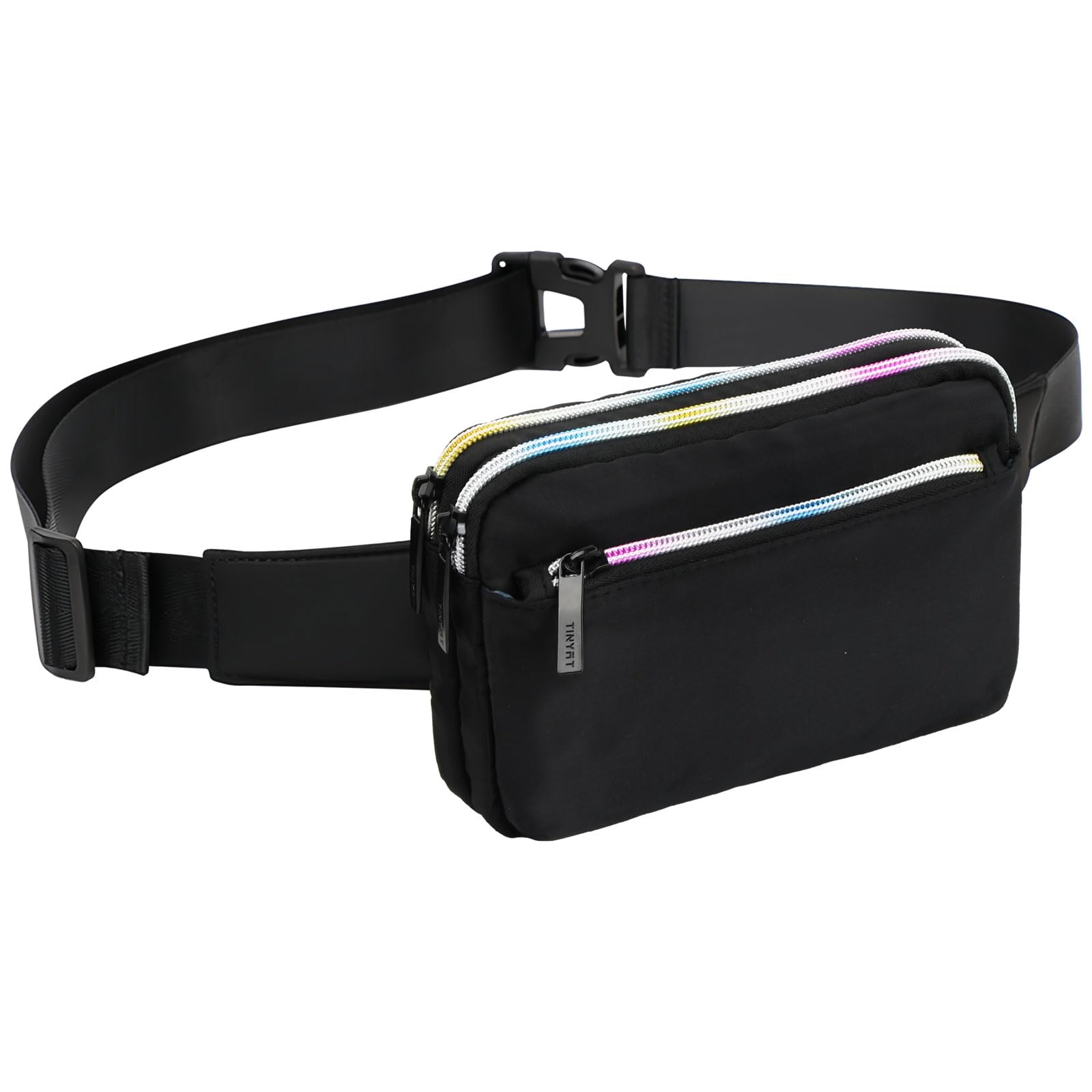 Shengxi Riñonera de Moda para Mujer y Hombre Bolsa de Pecho Impermeable Correa Ajustable Riñonera Negra con 3 Bolsillos con Cremallera Bolsa Cruzada Deportiva para Viaje Senderismo Running