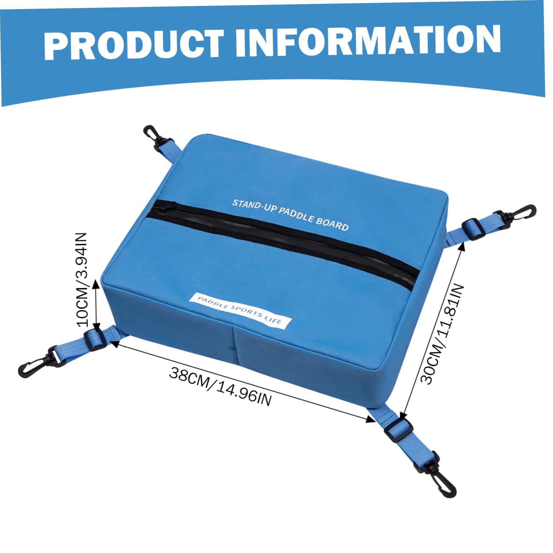 Paddle Board Cooler, Adjustable Buckle Large Capacity Kayak Deck Bag 15x12x4 Practical Paddle Board Accessories for Water Bottle, Phone, Blue