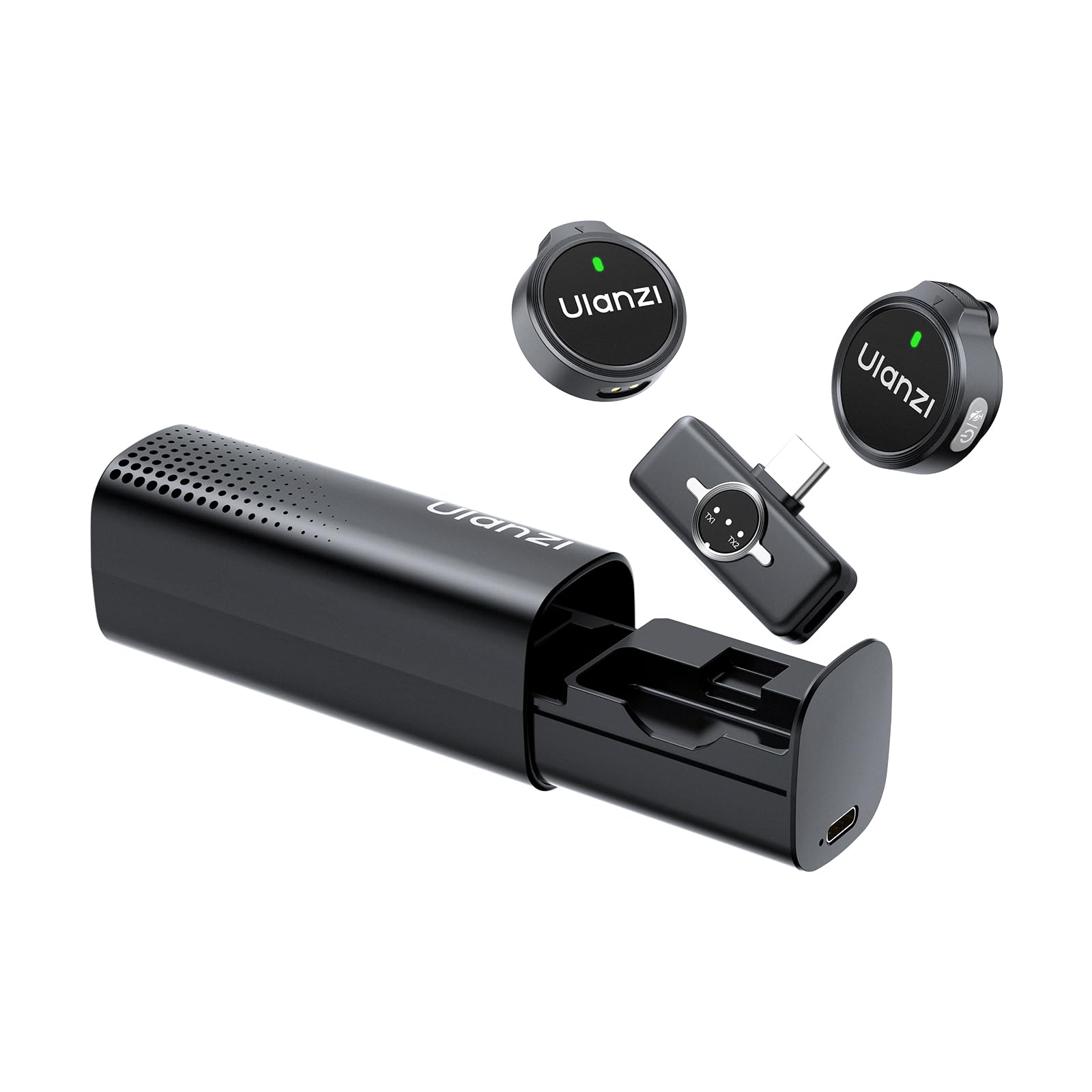 ULANZI A21 Micrófono Inalámbrico USB-C, Micrófono de Solapa con Supresión de Ruido por IA, Micrófono de Botón con Estuche de Carga Magnético, Batería 36 Horas, para iPhone 17-15/Android/Vlogs/YouTube