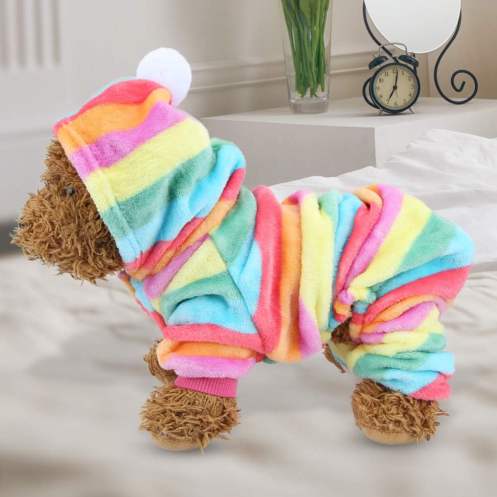 Pet Dog Cat Warm Pajamas Clothes Autumn Winter Pet Hoodies Doggy Fashion Jumpsuit Apparel for Small Dogs(S)