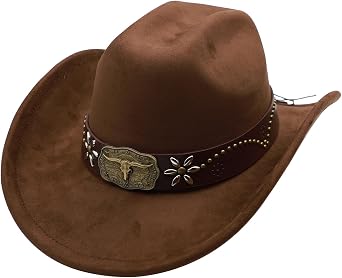 Western Cowboy Hat for Men Cowgirl Hat for Women Wide Brim Felt Fedora Hats Classic Cowboyhat with Buckle Belt