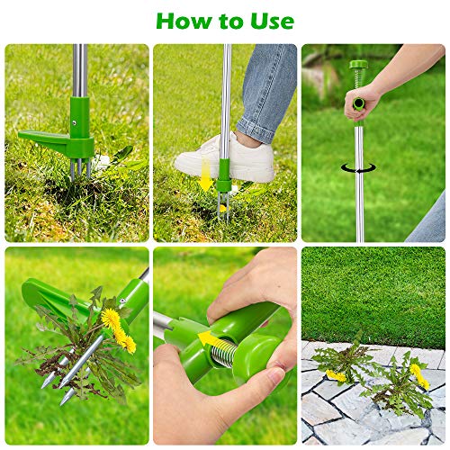 HEART JOURNEY Weed Puller Tool Stand Up, Standing Plant Root Remover, Weed Removal Tool, Stand Weeder with Long Handle, Weed Puller Standing, Standing Root Remover, Weeder Tool,Manual Weeder