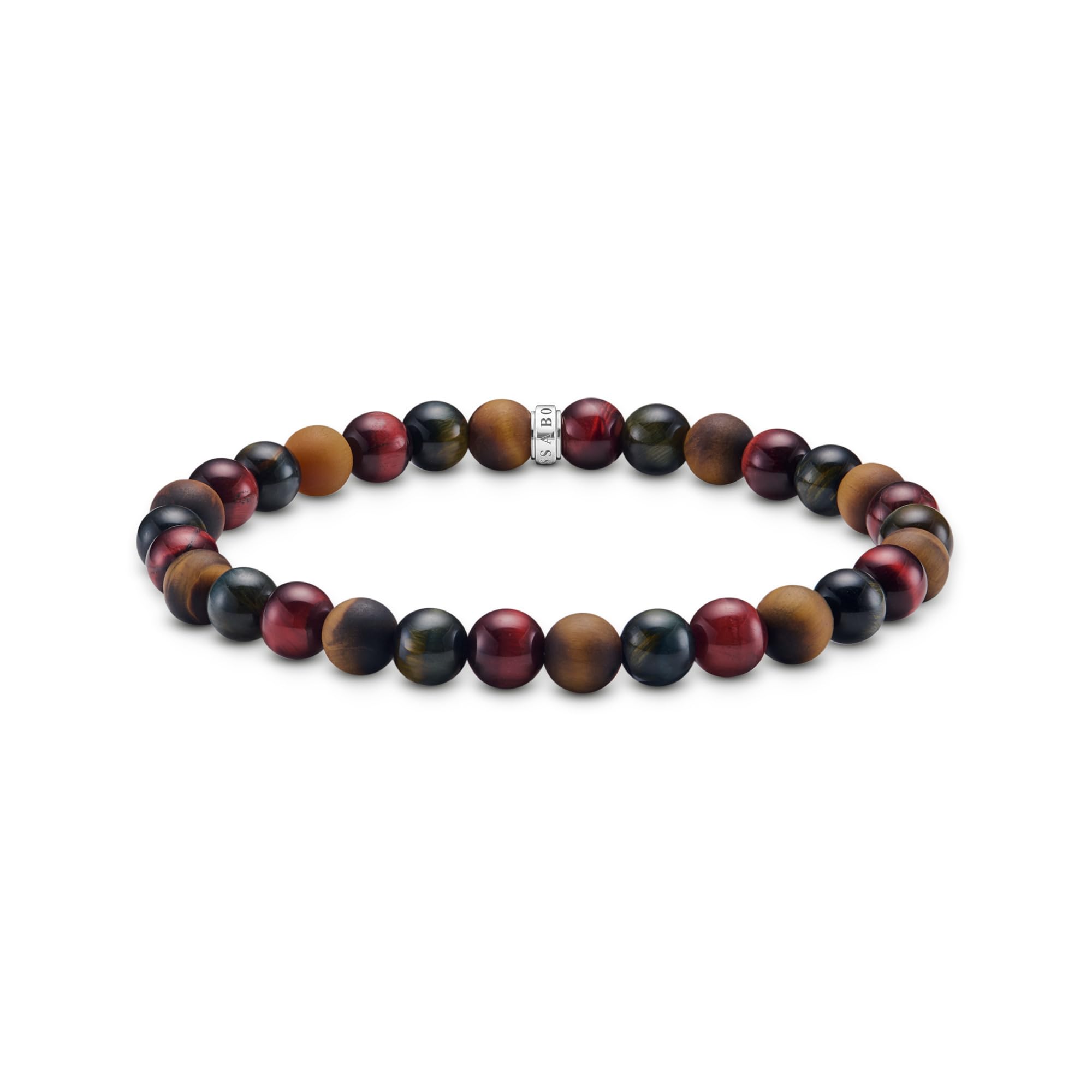 THOMAS SABO Stretch-Armband Obsidian und Tigerauge Beads Armband Gravur