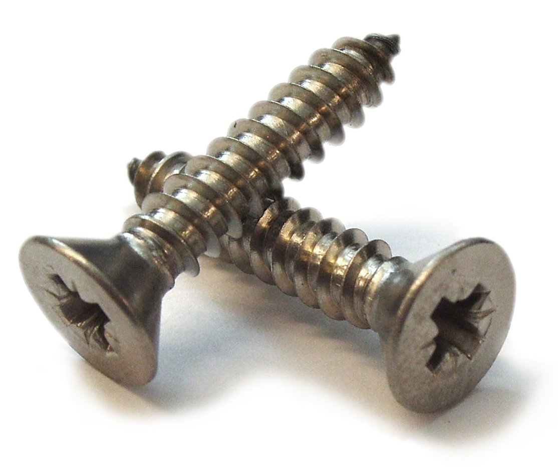No.8 x5/8" (4.2 x 16mm) A4 316 Stainless Steel Marine Grade Pozi Countersunk Self Tapping Screws,30 pack