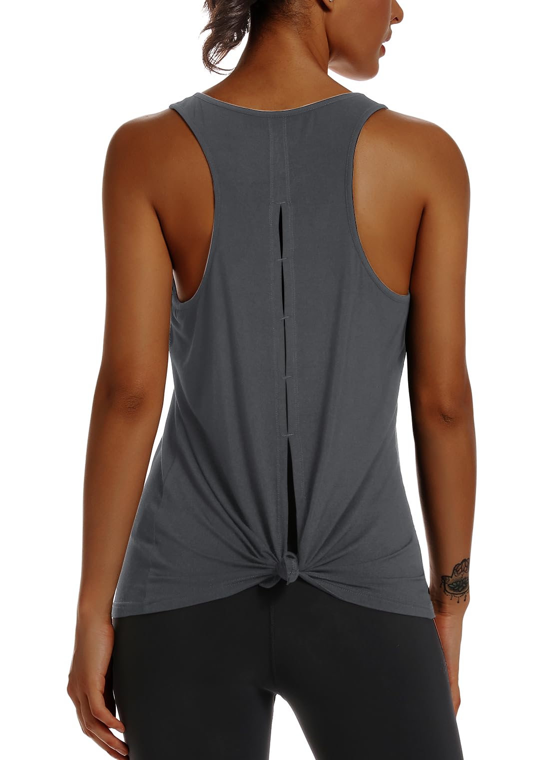 Muzniuer Womens Yoga Workout Tops-Cute Open Back Running Gym Activewear Sports Shirt for Women